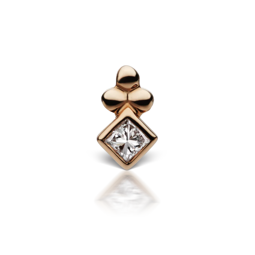 Princess Diamond Ball Trinity Threaded Stud Earring With Titanium Backing - Image 3