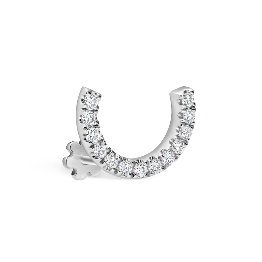 Prong Set Diamond Demi Eternity Threaded Stud Earring With Titanium Backing - Image 2