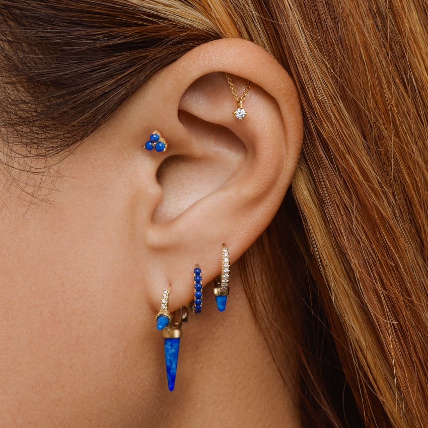 Prong Set Diamond Drape Threaded Stud Earring - Image 18