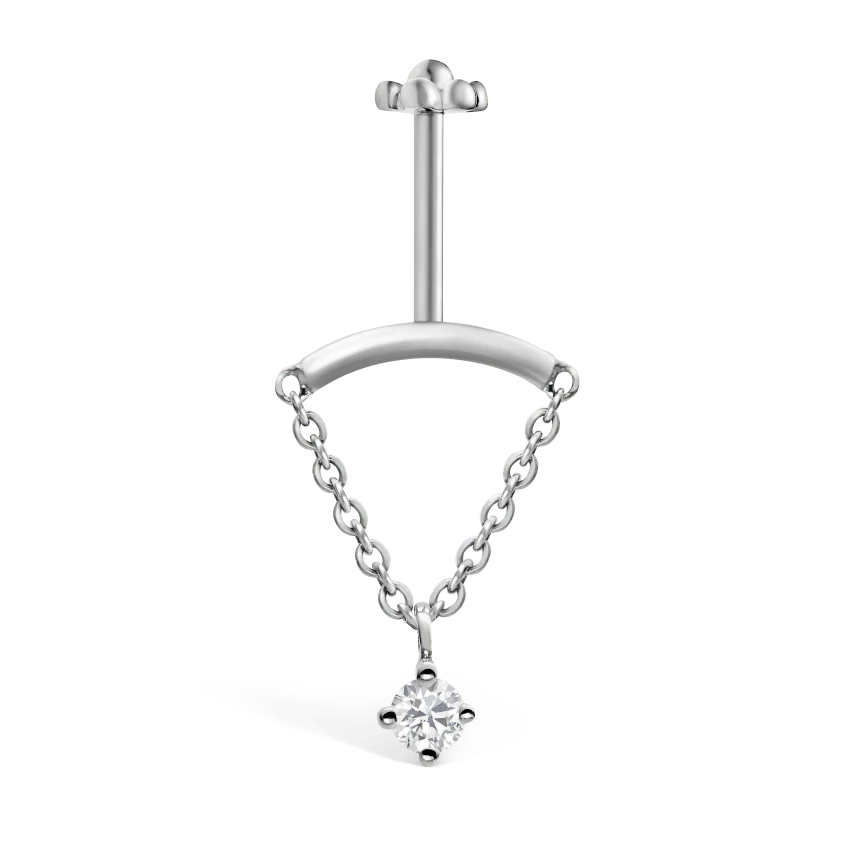 Prong Set Diamond Drape Threaded Stud Earring With Titanium Backing - Image 13
