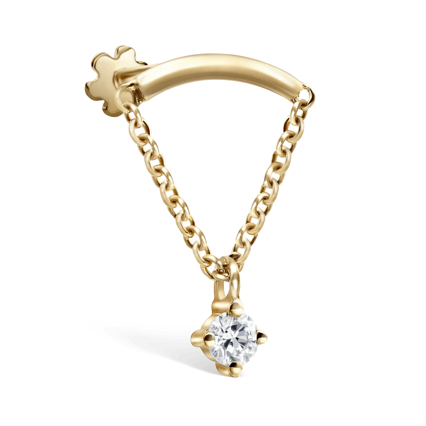 Prong Set Diamond Drape Threaded Stud Earring With Titanium Backing - Image 16