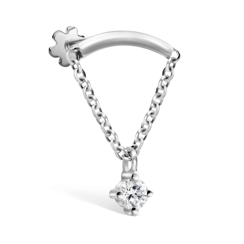 Prong Set Diamond Drape Threaded Stud Earring With Titanium Backing - Image 2