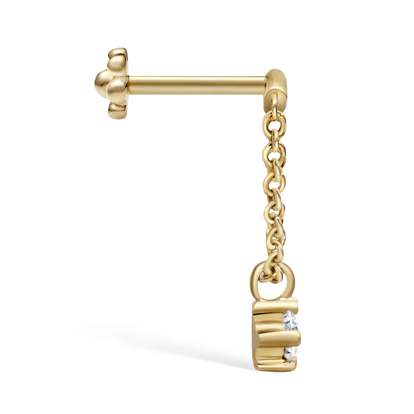 Prong Set Diamond Drape Threaded Stud Earring With Titanium Backing - Image 21