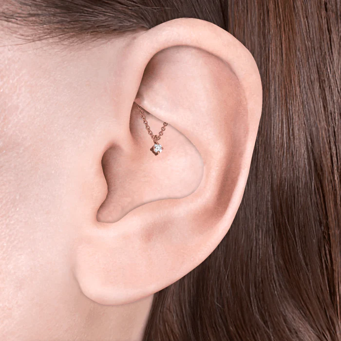Prong Set Diamond Drape Threaded Stud Earring With Titanium Backing - Image 28