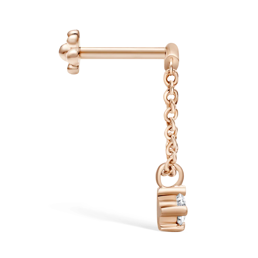Prong Set Diamond Drape Threaded Stud Earring With Titanium Backing - Image 34