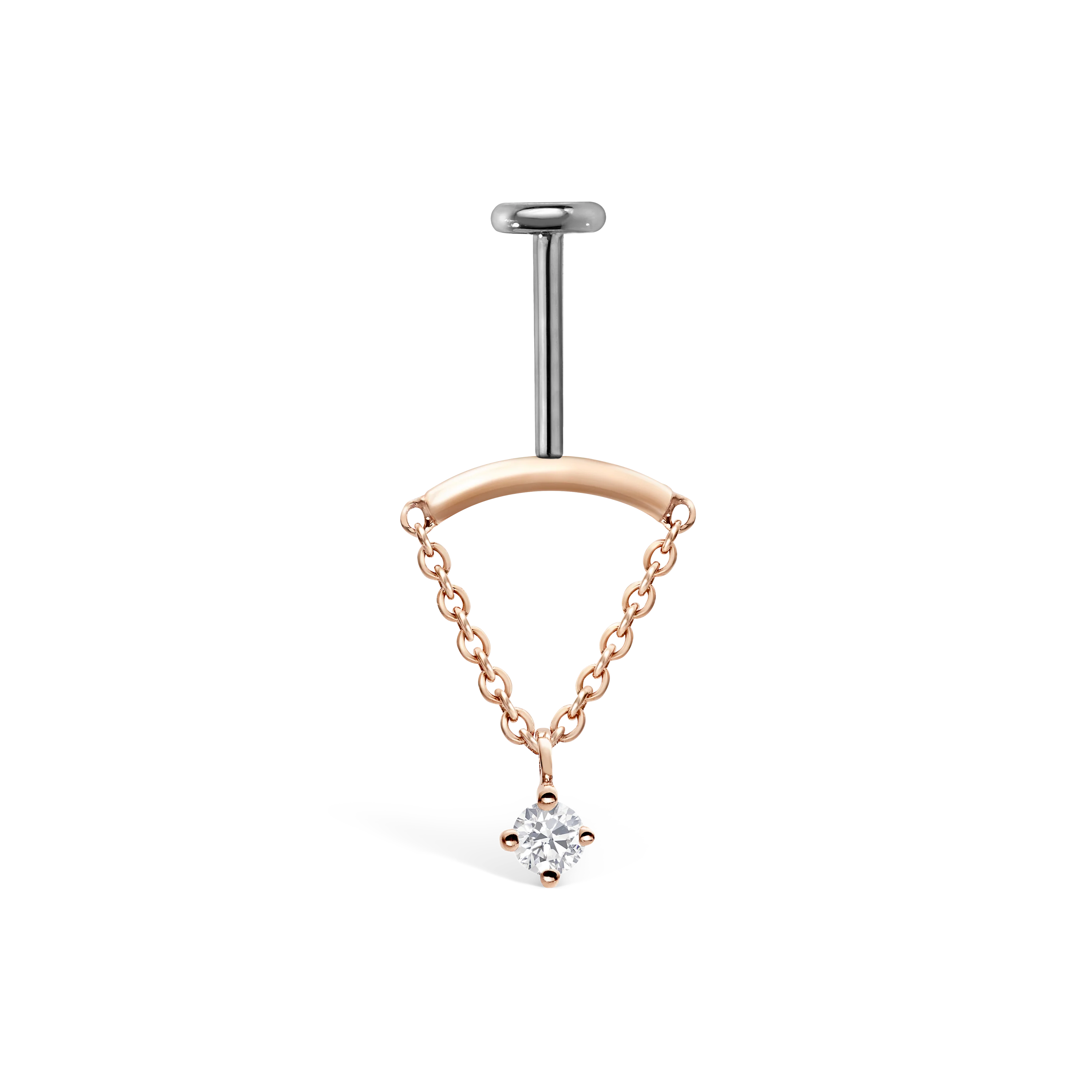 Prong Set Diamond Drape Threaded Stud Earring With Titanium Backing - Image 46