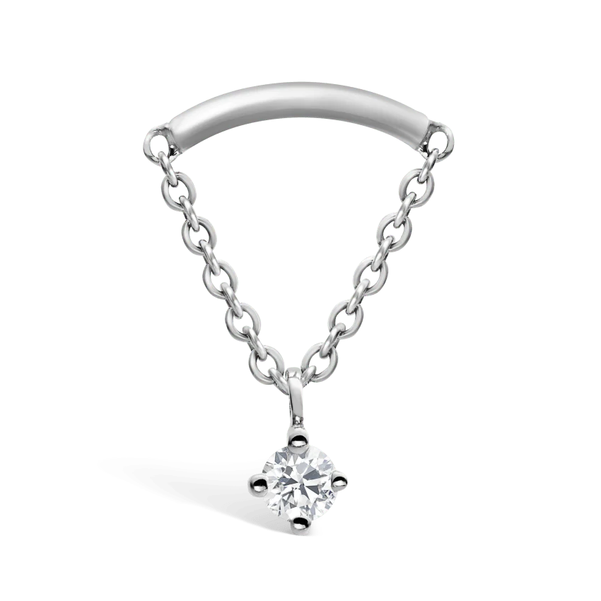Prong Set Diamond Drape Threaded Stud Earring With Titanium Backing - Image 7