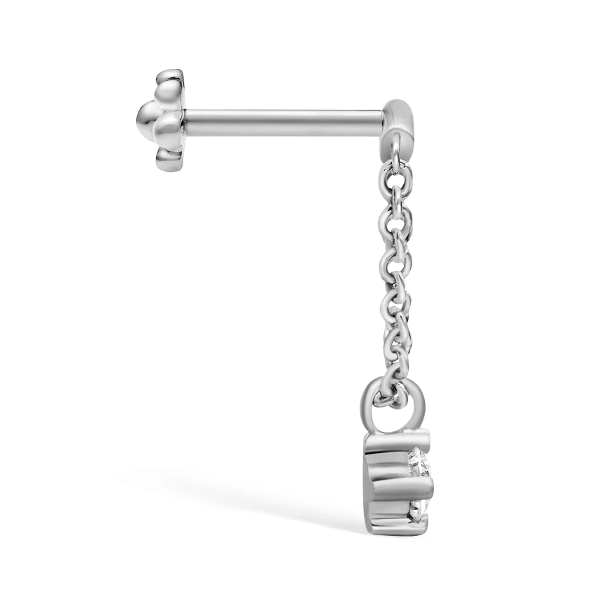 Prong Set Diamond Drape Threaded Stud Earring With Titanium Backing - Image 8