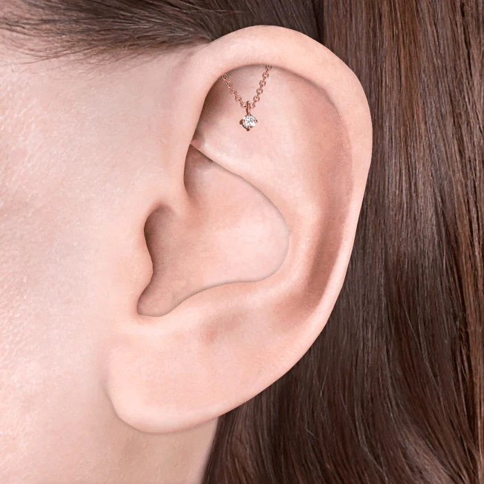 Prong Set Diamond Drape Threaded Stud Earring With Titanium Backing - Image 9