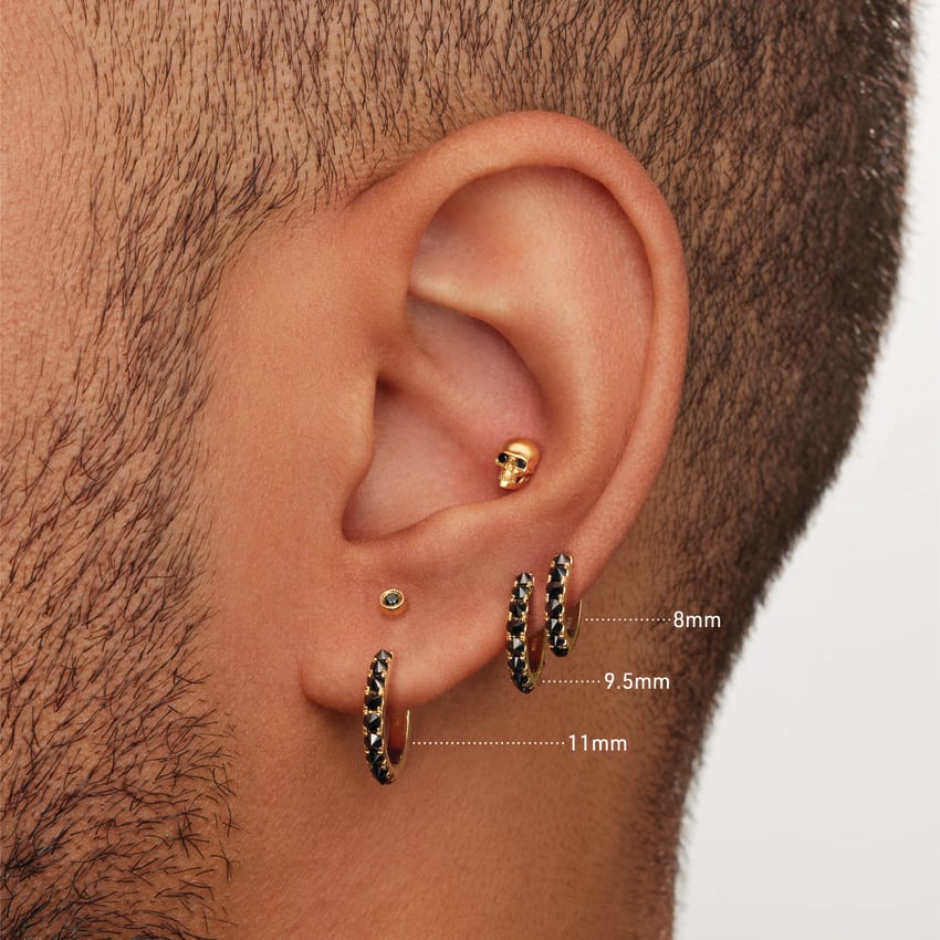 Reverse Set Black Diamond Eternity Hoop Earring - Image 53