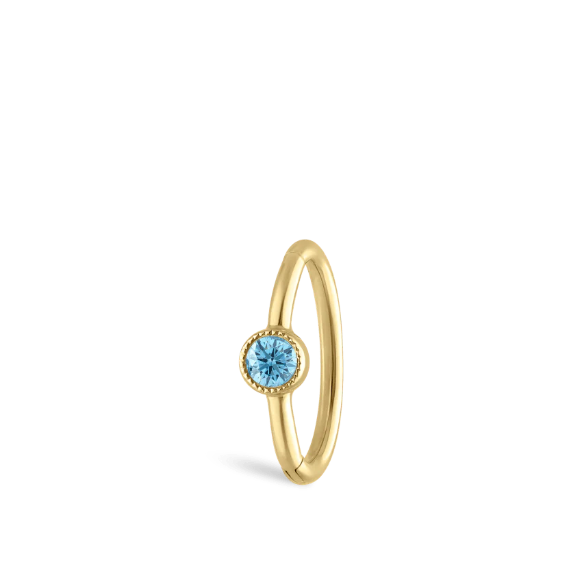 Scallop Set Light Blue Diamond Hoop Earring - Image 10