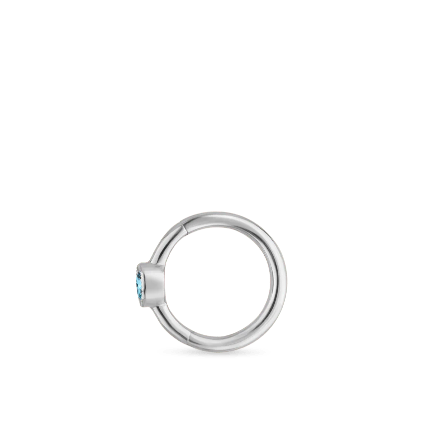 Scallop Set Light Blue Diamond Hoop Earring - Image 3