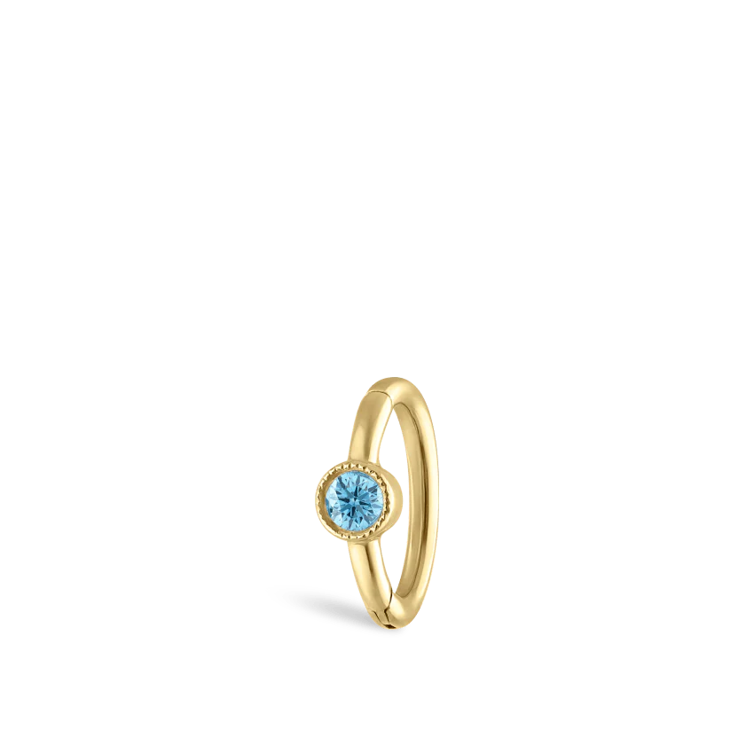 Scallop Set Light Blue Diamond Hoop Earring - Image 7