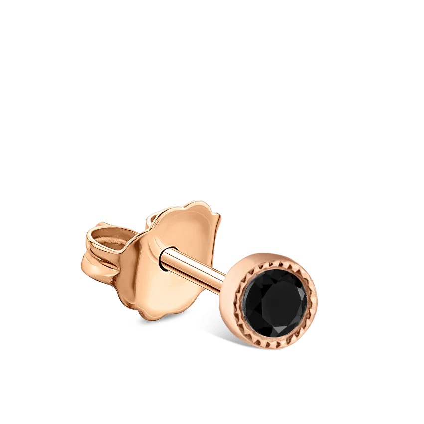 Scalloped Set Black Diamond Stud Earring - Image 11