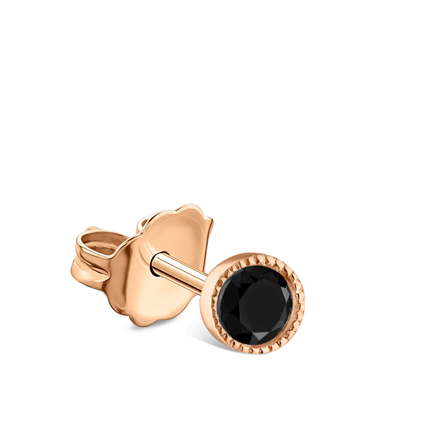 Scalloped Set Black Diamond Stud Earring - Image 12