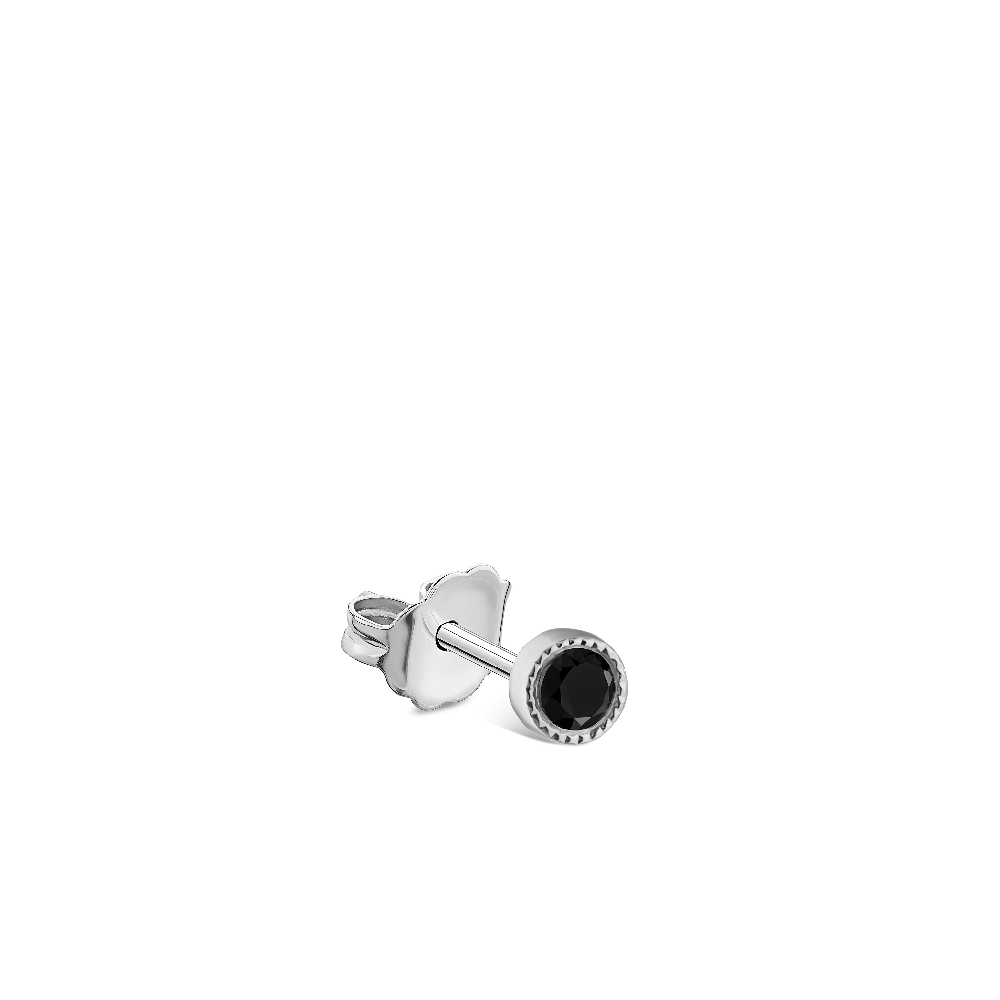 Scalloped Set Black Diamond Stud Earring - Image 17