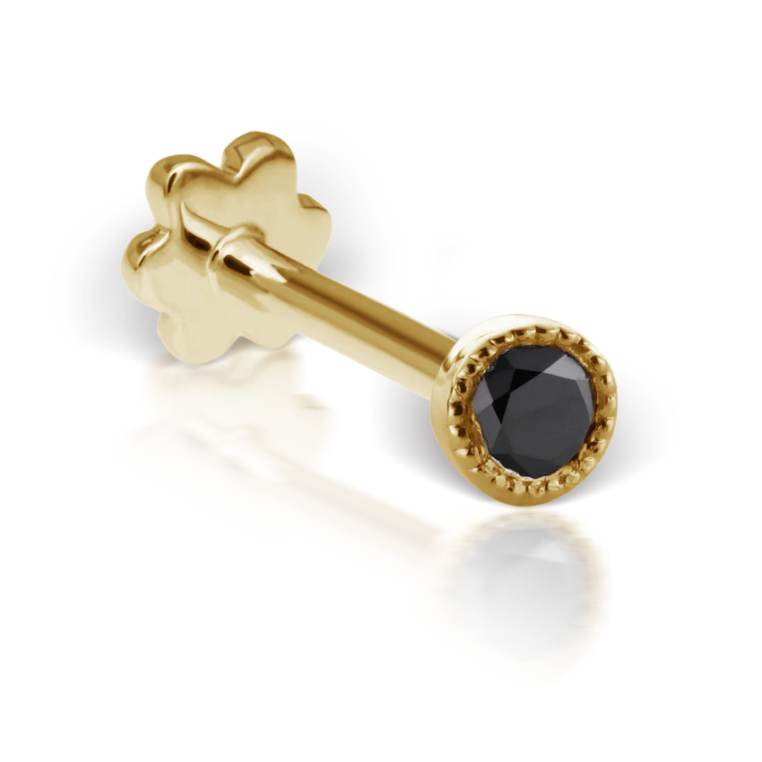 Scalloped Set Black Diamond Threaded Stud Earring - Image 20