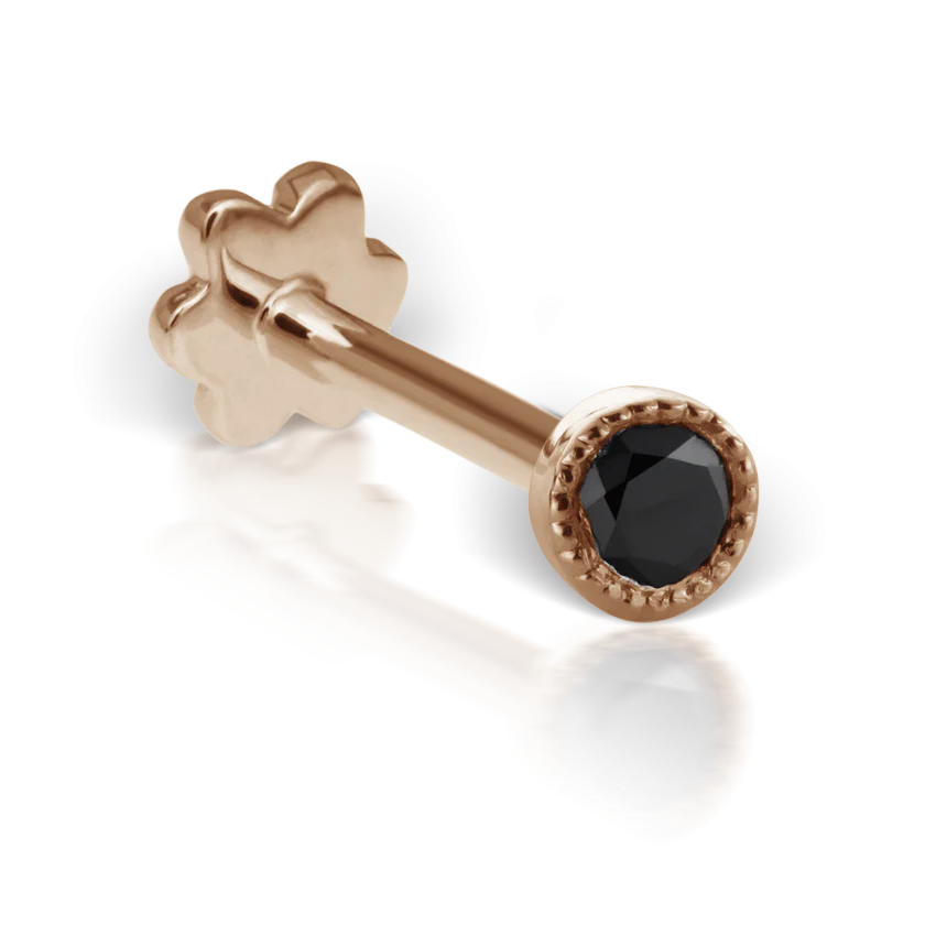 Scalloped Set Black Diamond Threaded Stud Earring - Image 33
