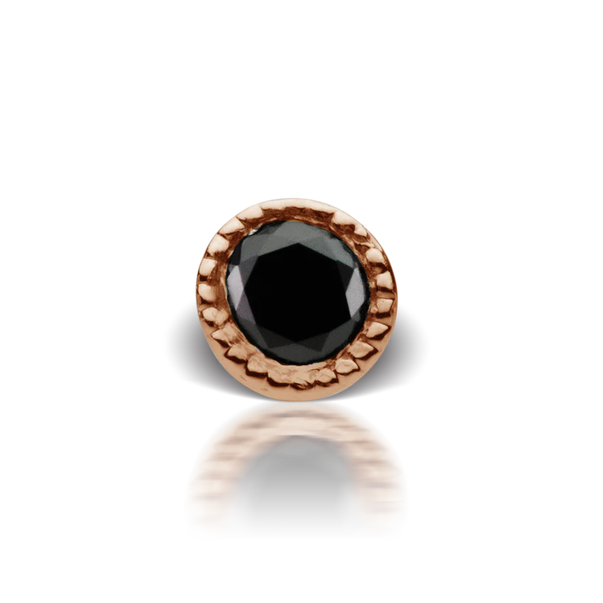 Scalloped Set Black Diamond Threaded Stud Earring - Image 40