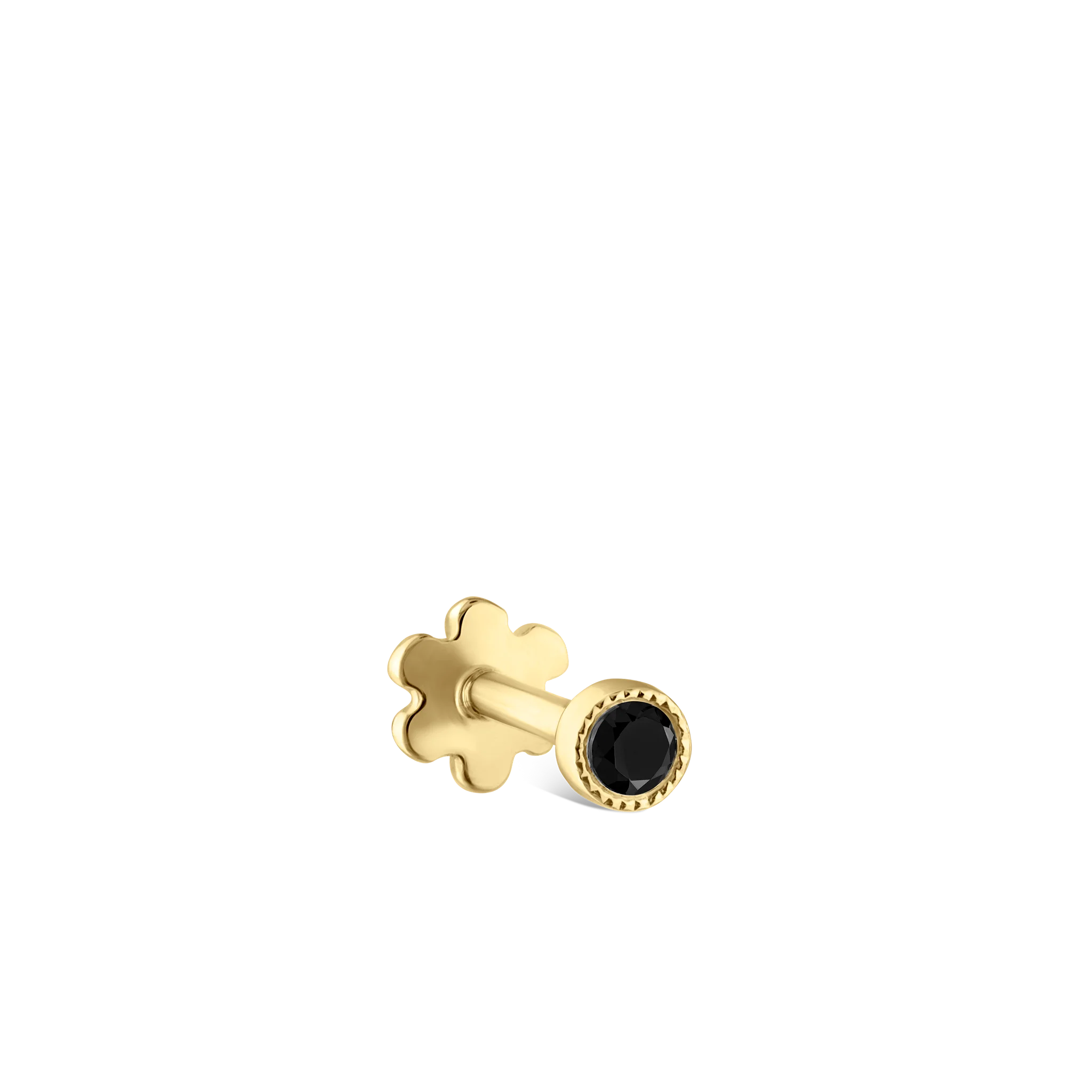Scalloped Set Black Diamond Threaded Stud Earring - Image 49