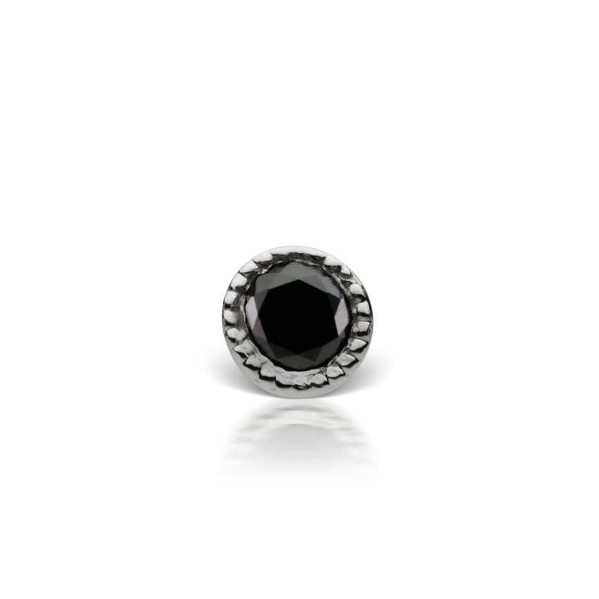 Scalloped Set Black Diamond Threaded Stud Earring - Image 7