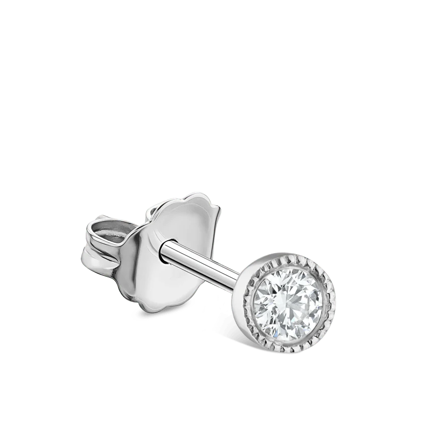 Scalloped Set Diamond Stud Earring - Image 13