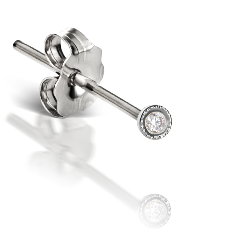 Scalloped Set Diamond Stud Earring - Image 3