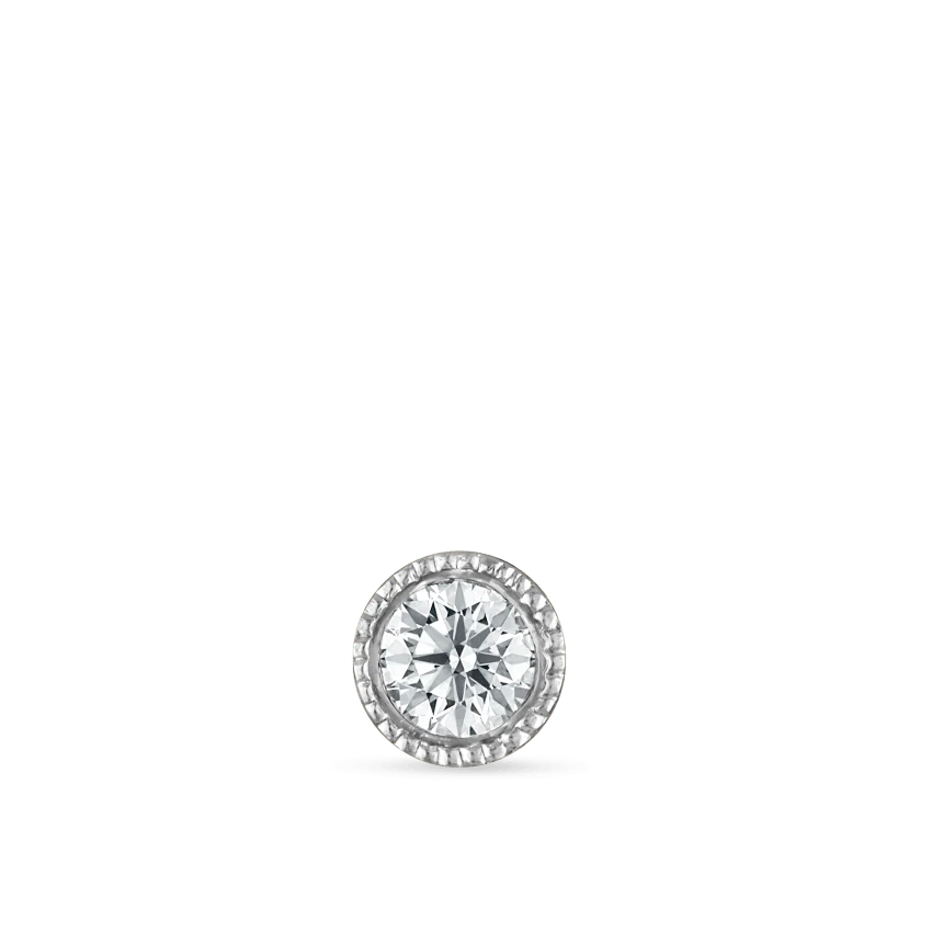 Scalloped Set Diamond Threaded Stud Earring - Image 14