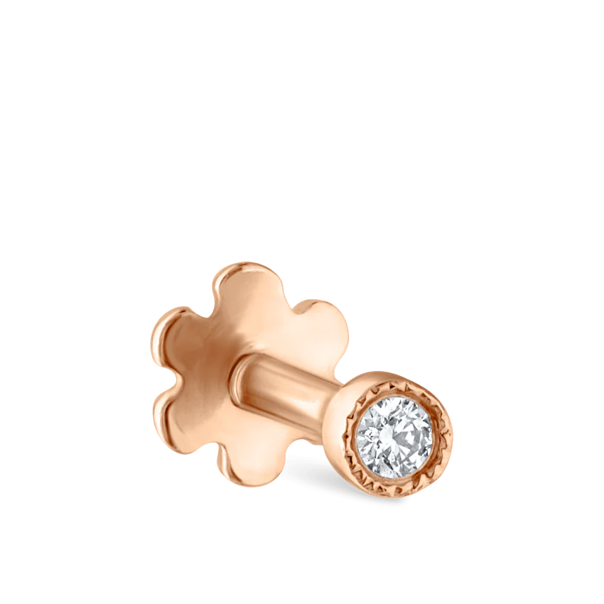 Scalloped Set Diamond Threaded Stud Earring - Image 36
