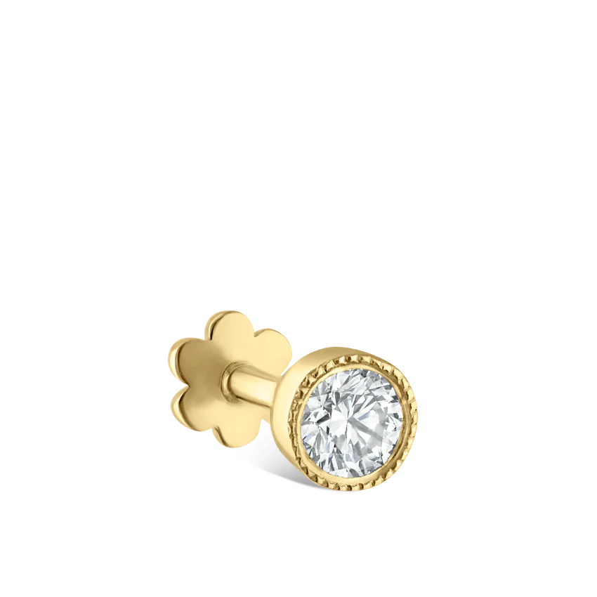 Scalloped Set Diamond Threaded Stud Earring With Titanium Backing - Image 26