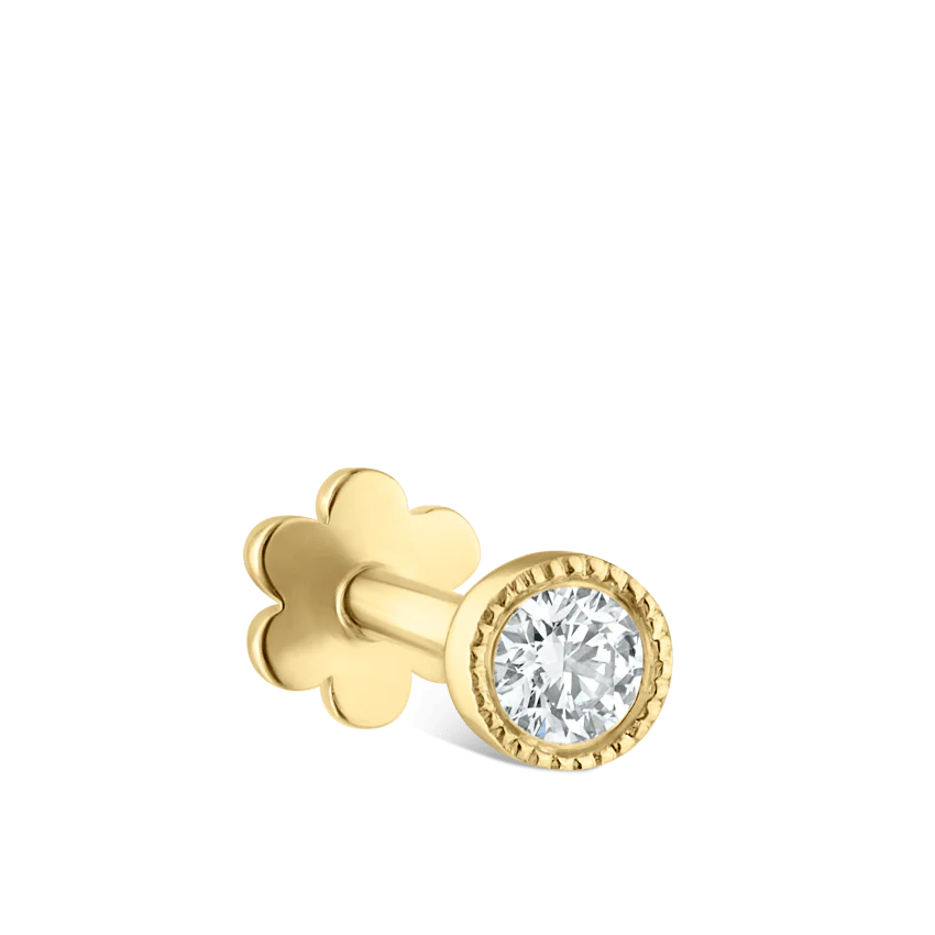 Scalloped Set Diamond Threaded Stud Earring With Titanium Backing - Image 30