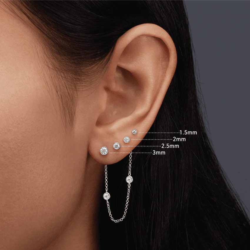 Scalloped Set Diamond Threaded Stud Earring With Titanium Backing - Image 49