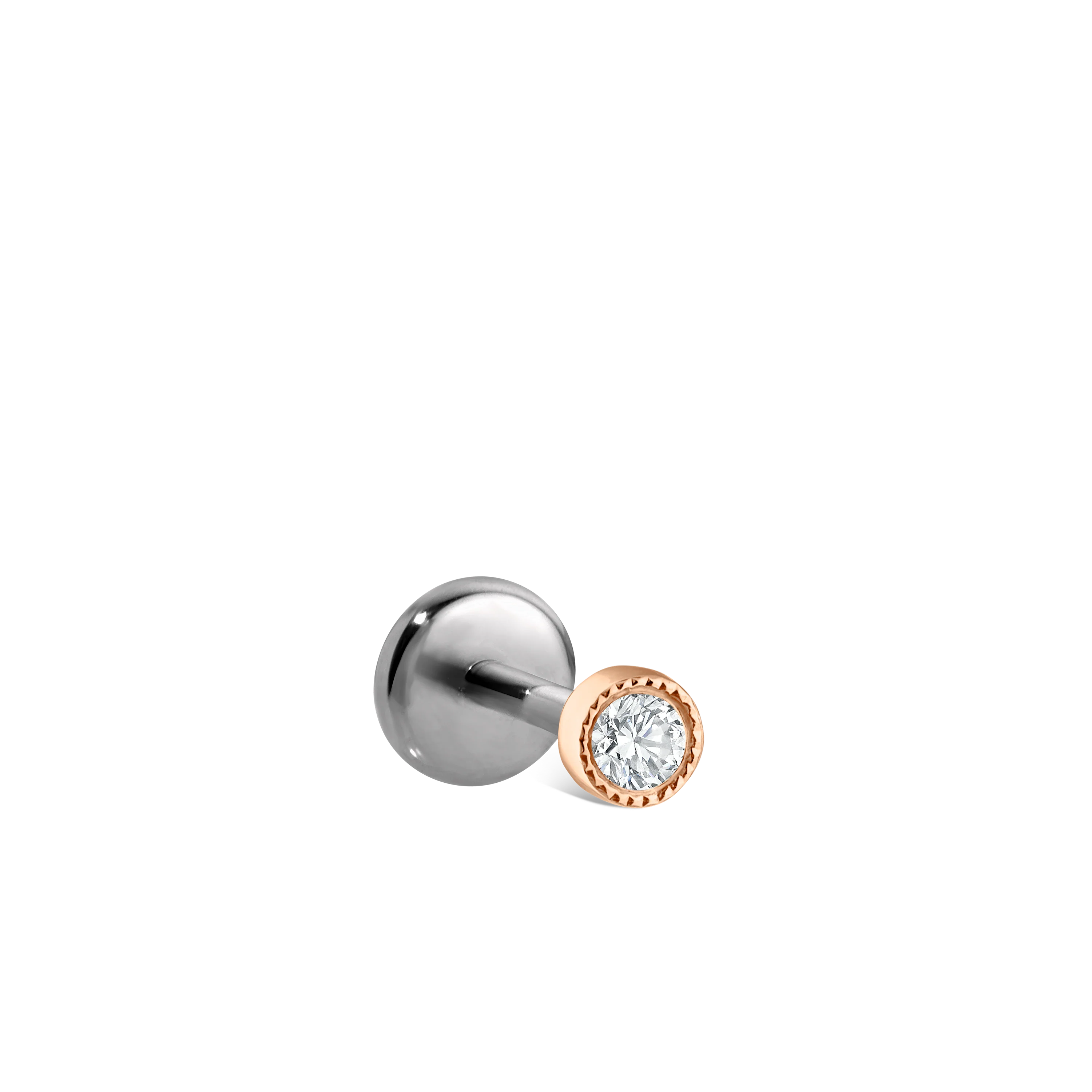 Scalloped Set Diamond Threaded Stud Earring With Titanium Backing - Image 64