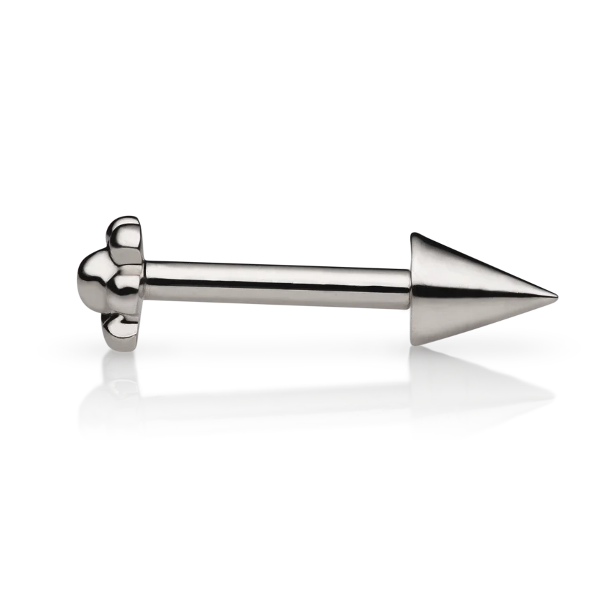 Short Spike Threaded Stud Earring With Titanium Backing - Image 2