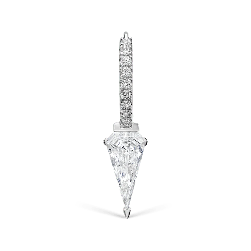 Silhouette Diamond Long Spike Eternity Hoop Earring - Image 10