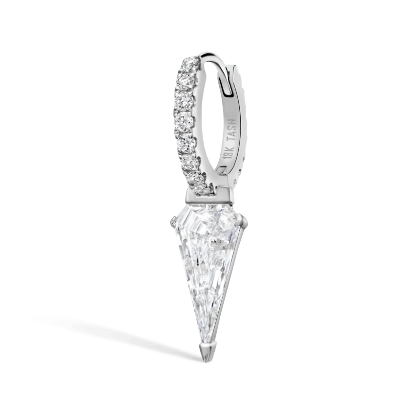 Silhouette Diamond Long Spike Eternity Hoop Earring - Image 2