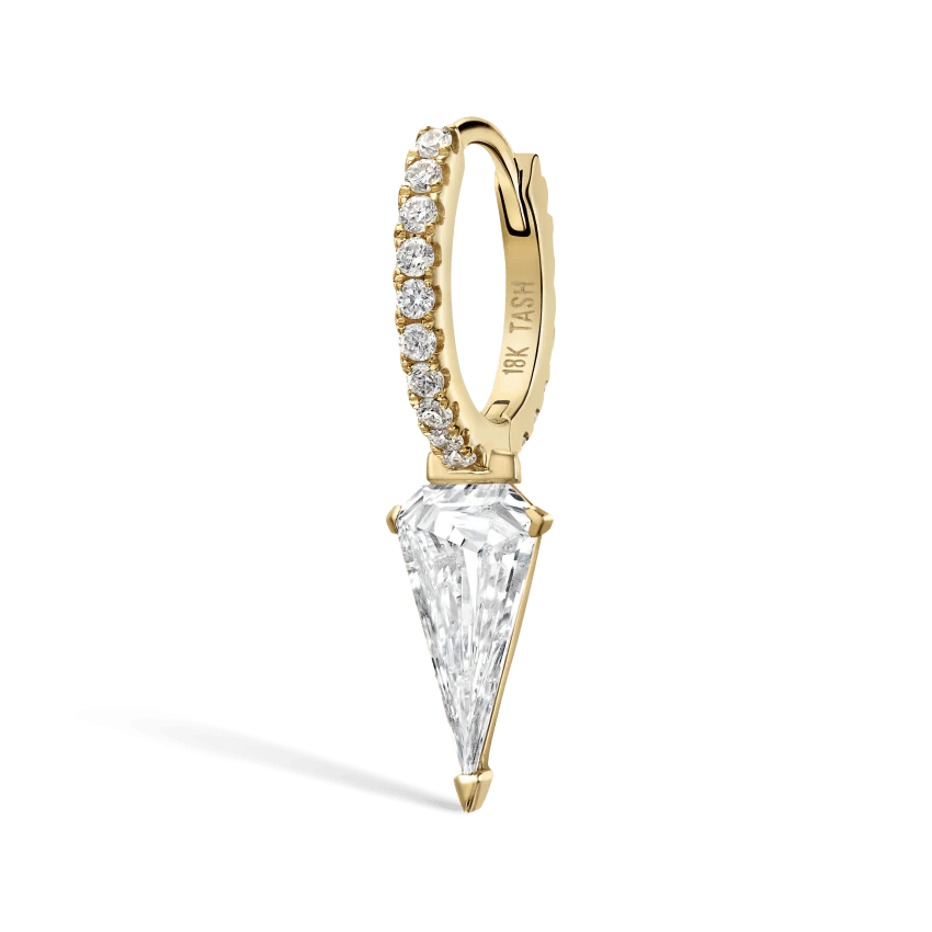 Silhouette Diamond Long Spike Eternity Hoop Earring - Image 20