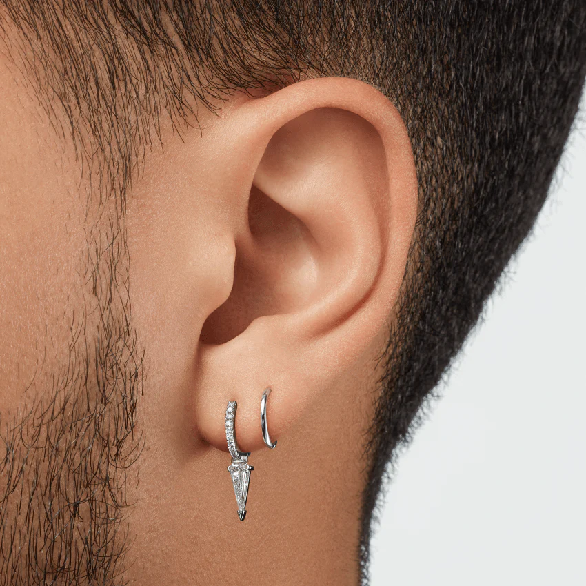 Silhouette Diamond Long Spike Eternity Hoop Earring - Image 24