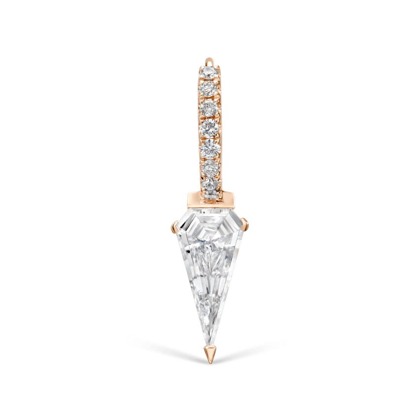 Silhouette Diamond Long Spike Eternity Hoop Earring - Image 29