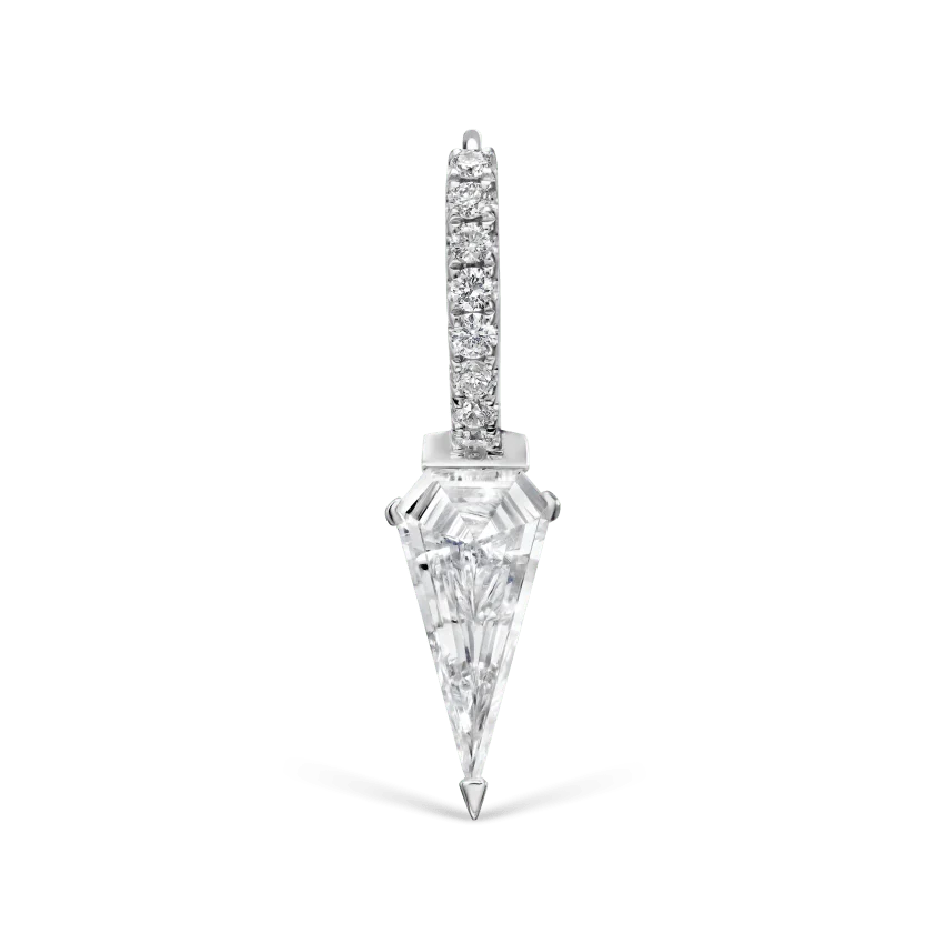 Silhouette Diamond Long Spike Eternity Hoop Earring - Image 5