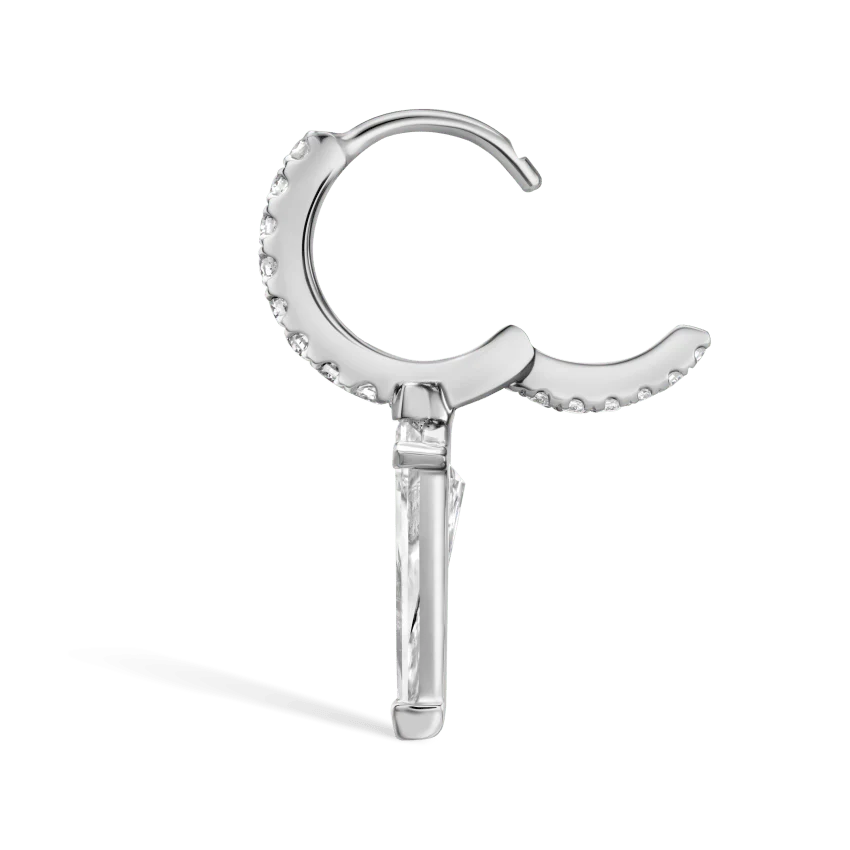 Silhouette Diamond Long Spike Eternity Hoop Earring - Image 6