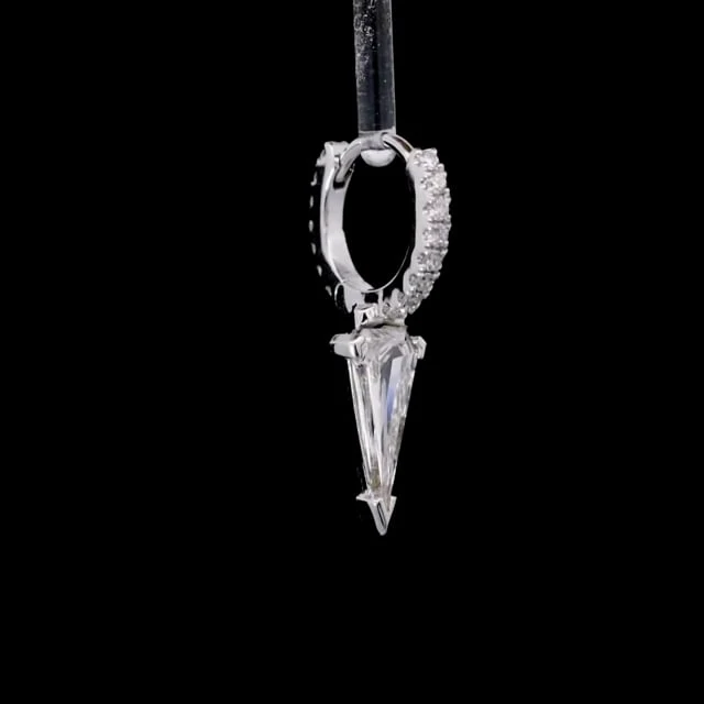 Silhouette Diamond Long Spike Eternity Hoop Earring - Image 7