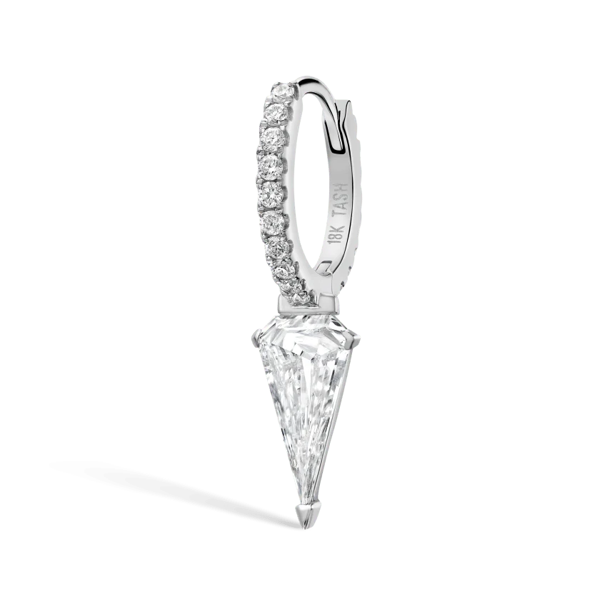 Silhouette Diamond Long Spike Eternity Hoop Earring - Image 8
