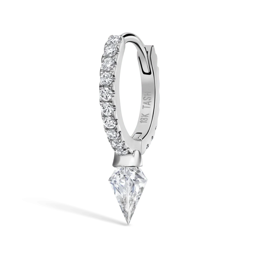 Silhouette Diamond Short Spike Eternity Hoop Earring