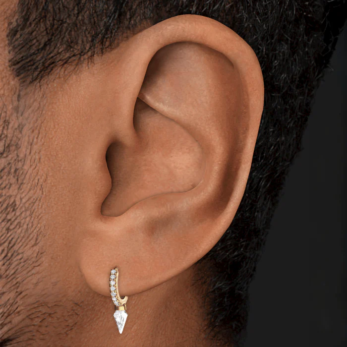 Silhouette Diamond Short Spike Eternity Hoop Earring - Image 21