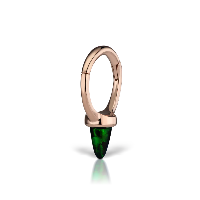 Single Short Black Opal Spike Hoop Earring - Image 10