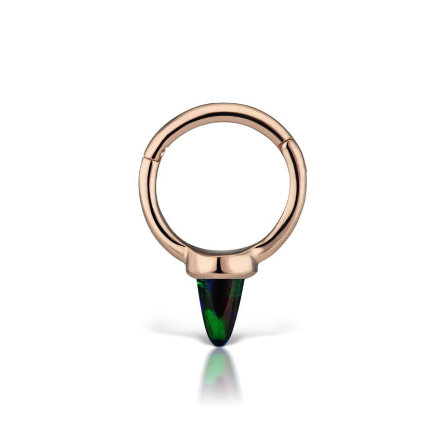Single Short Black Opal Spike Hoop Earring - Image 11