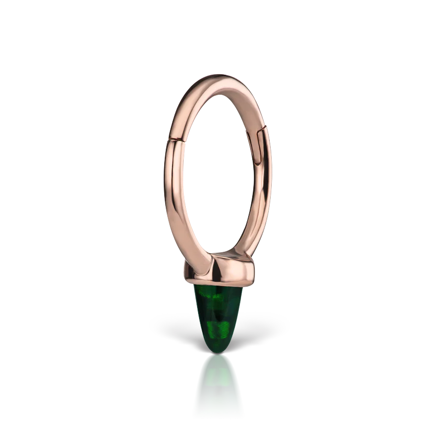 Single Short Black Opal Spike Hoop Earring - Image 13