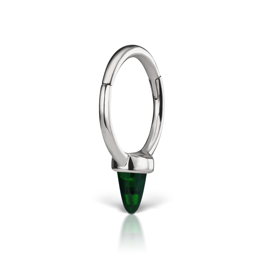 Single Short Black Opal Spike Hoop Earring - Image 6