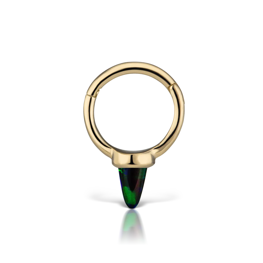 Single Short Black Opal Spike Hoop Earring - Image 8